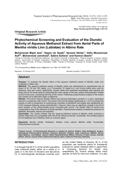 Phytochemical Screening and Evaluation of the Diuretic Activity of