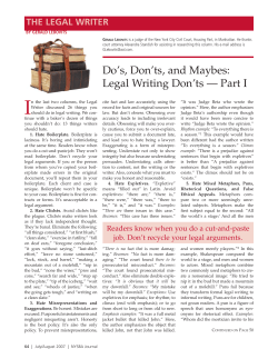 Do`s, Don`ts, and Maybes: Legal Writing Don`ts &mdash; Part I
