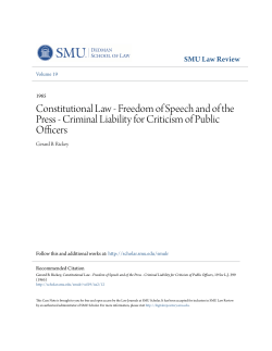 Constitutional Law - Freedom of Speech and of the