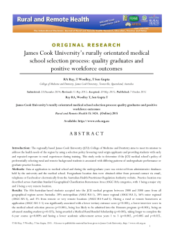 James Cook University`s rurally orientated medical school selection