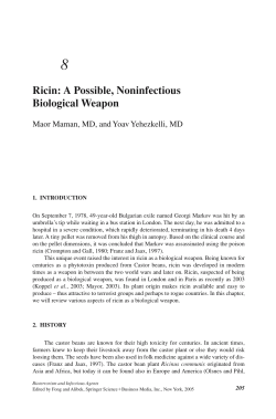 Ricin: A Possible, Noninfectious Biological Weapon