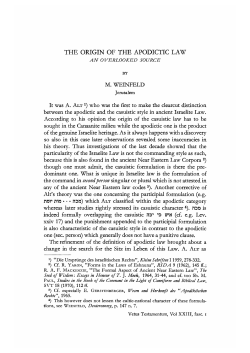 The Origin of the Apodictic Law - An Overlooked