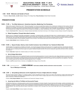 presentation schedule - Scholar Search Associates