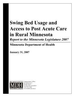 Swing Bed Usage and Access to Post Acute Care in Rural Minnesota