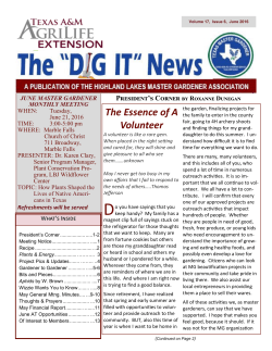The Essence of A Volunteer - Highland Lakes Master Gardener