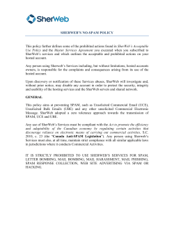 SHERWEB`S NO-SPAM POLICY This policy further defines some of