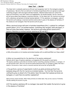 Ames Test - Section When a bacterial strain deficient in histidine