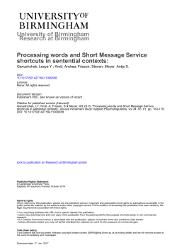The University of Birmingham Processing words and Short Message