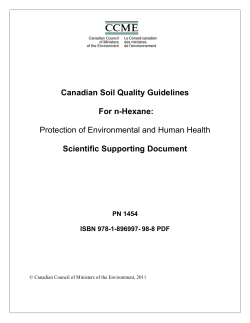 Canadian Soil Quality Guidelines for n-Hexane