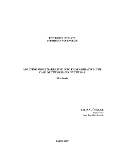 ADAPTING PROSE NARRATIVE INTO FILM NARRATIVE: THE