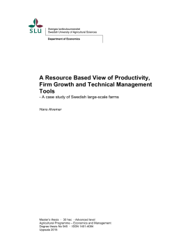 A Resource Based View of Productivity, Firm Growth and Technical