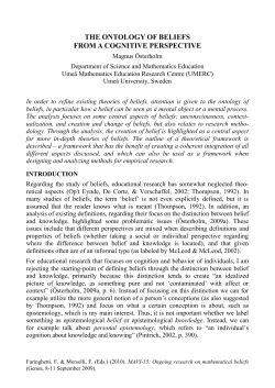 the ontology of beliefs from a cognitive perspective