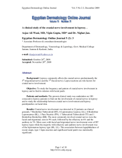 A clinical study of the cranial nerve involvement in leprosy. . Aejaz