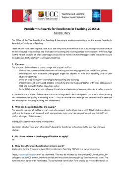 President`s Awards for Excellence in Teaching 2015/16