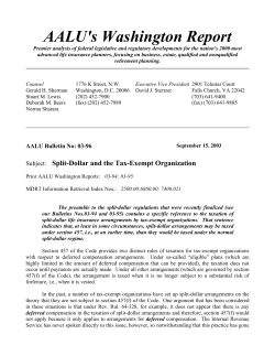 AALU Bulletin: Split-Dollar and Tax Exempt Organizations