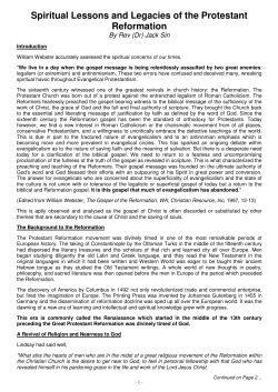 Spiritual Lessons and Legacies of the Protestant Reformation