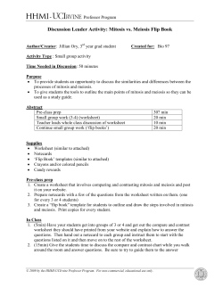 Discussion Leader Activity: Mitosis vs. Meiosis Flip Book