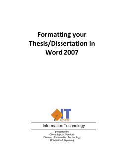 Formatting your Thesis/Dissertation in Word 2007
