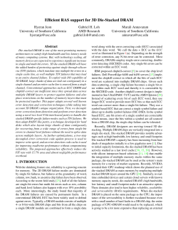 Efficient RAS support for 3D Die-Stacked DRAM - USC
