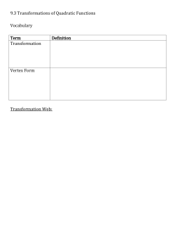 9.3 Transformations of Quadratic Functions Vocabulary Term