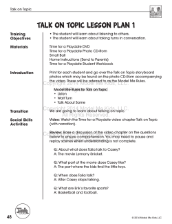 Talk on Topic Lesson Plan 1