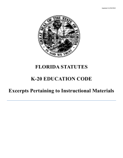 FLORIDA STATUTES K-20 EDUCATION CODE Excerpts Pertaining