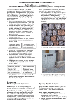Building Stones 2 &ndash; Igneous rocks The back up