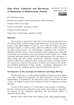 Dear Diary: Catharsis and Narratives of Aloneness in Adolescents