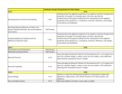 Precalculus Analysis Pacing Guide First Nine Weeks Unit 1 CCSS