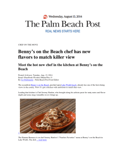 Benny`s on the Beach chef has new flavors to match killer view Meet