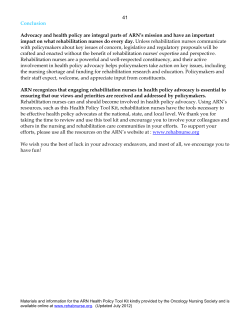 41 Conclusion Advocacy and health policy are integral parts of