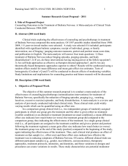 Running head: META-ANALYSIS: BULIMIA NERVOSA 1 Summer