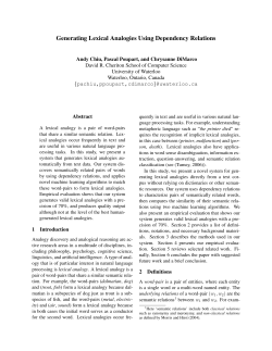 Generating Lexical Analogies Using Dependency Relations