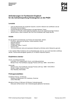 Anforderungen im Fachbereich Englisch f&uuml;r die Aufnahmepr&uuml;fung