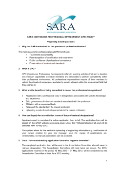 SARA CONTINUOUS PROFESSIONAL DEVELOPMENT (CPD