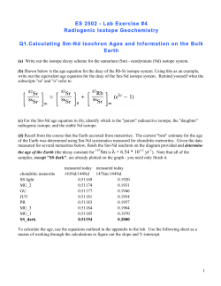 ES 2502 - Lab Exercise #4 Radiogenic Isotope Geochemistry Q1