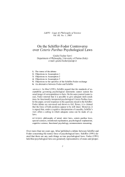 On the Schiffer-Fodor Controversy over Psychological Ceteris