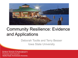 Community Resilience: Evidence and Applications