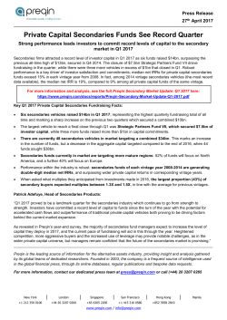 Private Capital Secondaries Funds See Record Quarter