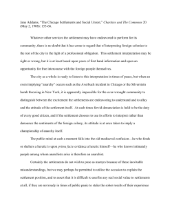Jane Addams, &ldquo;The Chicago Settlements and Social Unrest