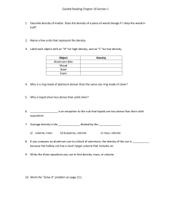 Guided Reading Chapter 10 Section 1 1. Describe density of matter