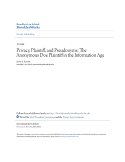 Privacy, Plaintiff, and Pseudonyms: The