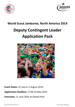 Deputy Contingent Leader Application Pack