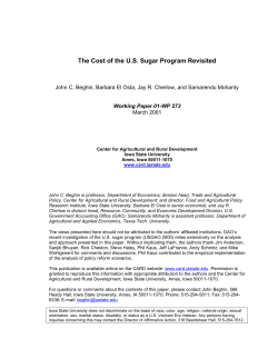 The Cost of the US Sugar Program Revisited