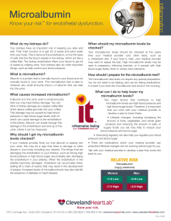 Microalbumin - Know Your Risk