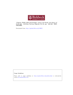 Clapson, Philip (2014) Knowledge, science and death: the theory of