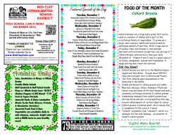 December High School Lunch Menu