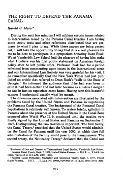 The Right to Defend the Panama Canal