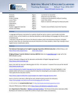 SERVING MAINE`S ENGLISH LEARNERS Teaching Resources