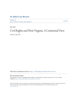 Civil Rights and West Virginia: A Centennial View